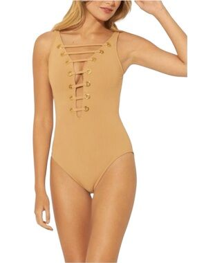 BLEU BY ROD BEATTIE Hole In One Plunge One Piece Swimsuit Size 10 San Tropez